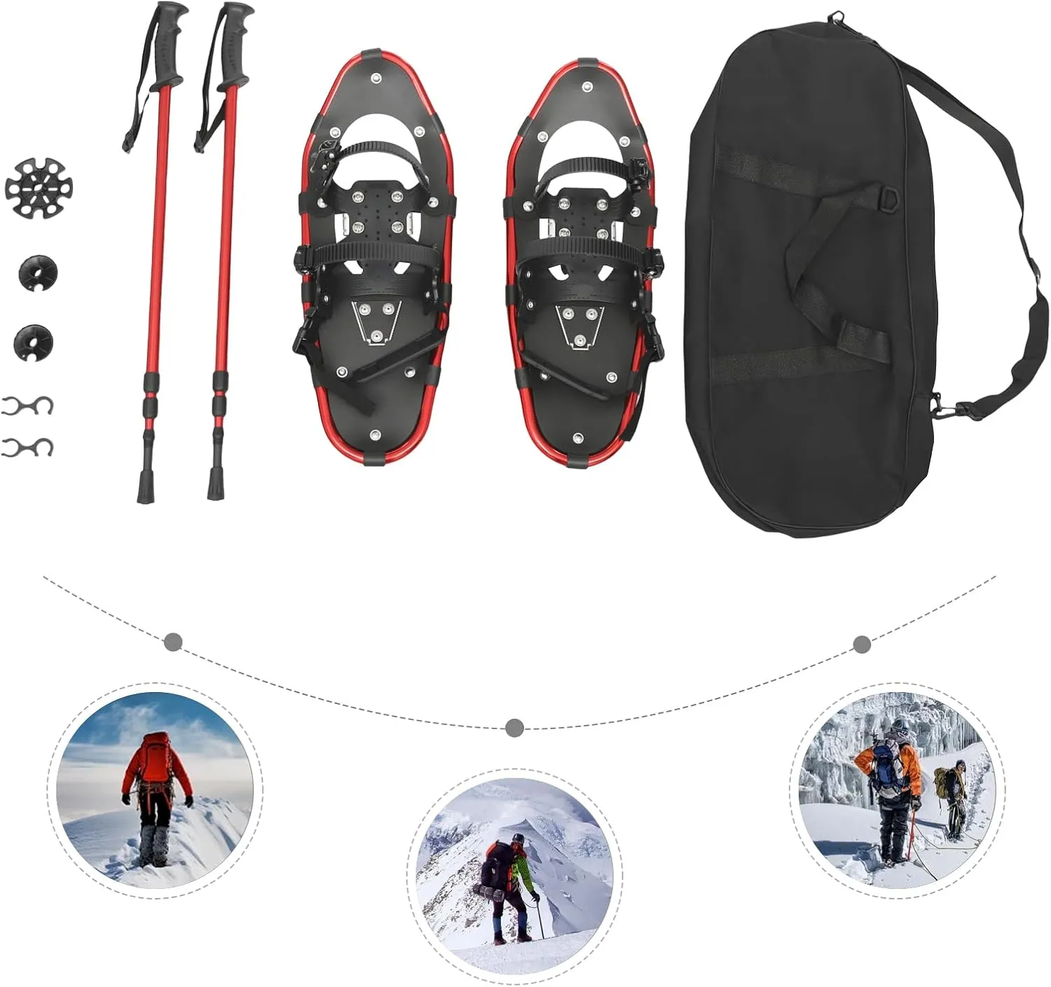 Snowshoes W/Carrying Bag, Snow Shoes & Adjustable Trekking Poles, Skiing Equipment, Skiing Shoes, Light Weight Aluminum Snow Shoes