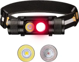 sofirn [2PCS / Bundel] D25S Headlamp Rechargeable 1200 High Lumen & D25LR Headlamp with Red Light for Adults, Camping