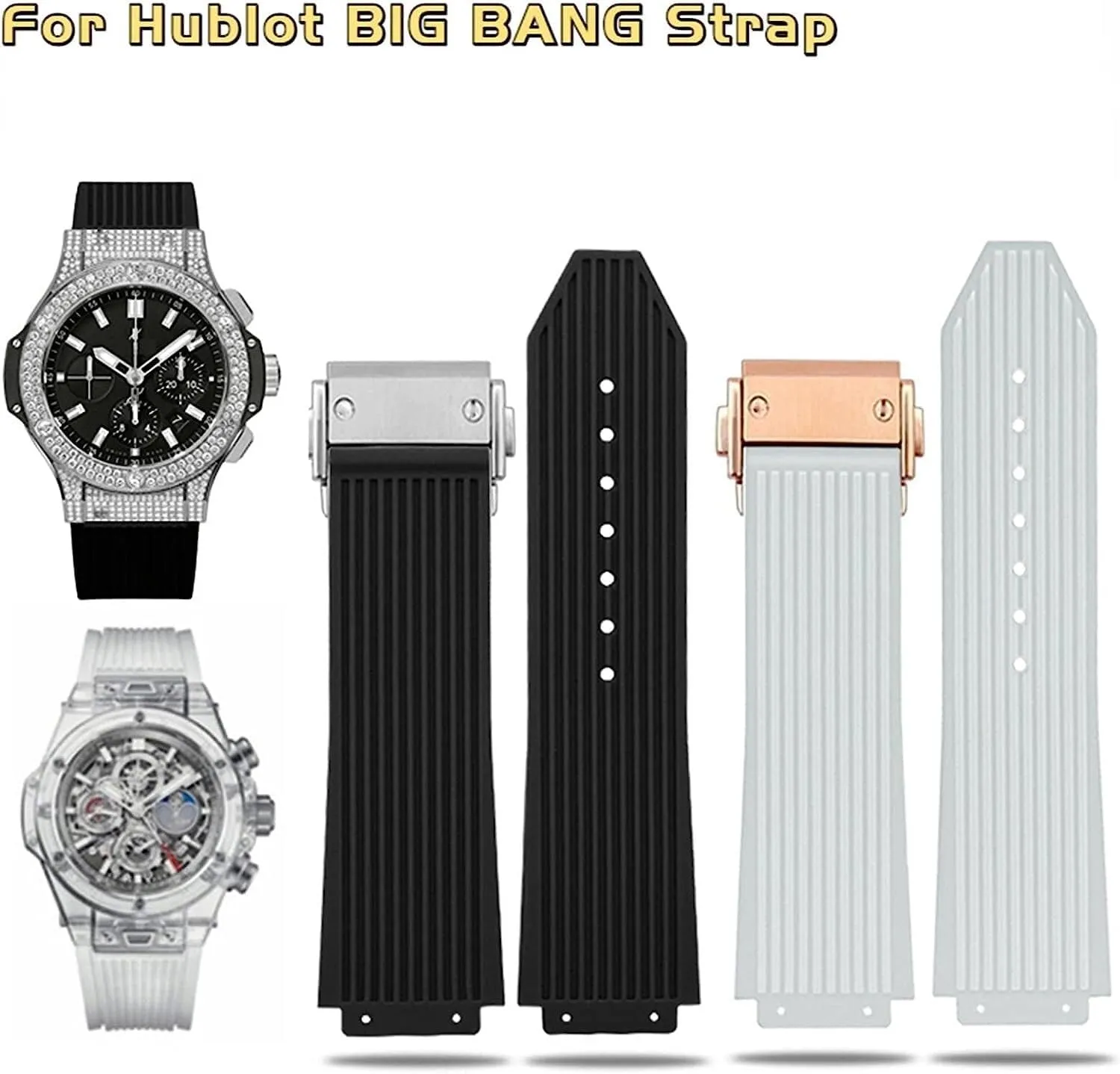 Soft Silicone Strap With Butterfly Buckle For Hublot BIG BANG Watch band replacement Accessories 26 * 19mm