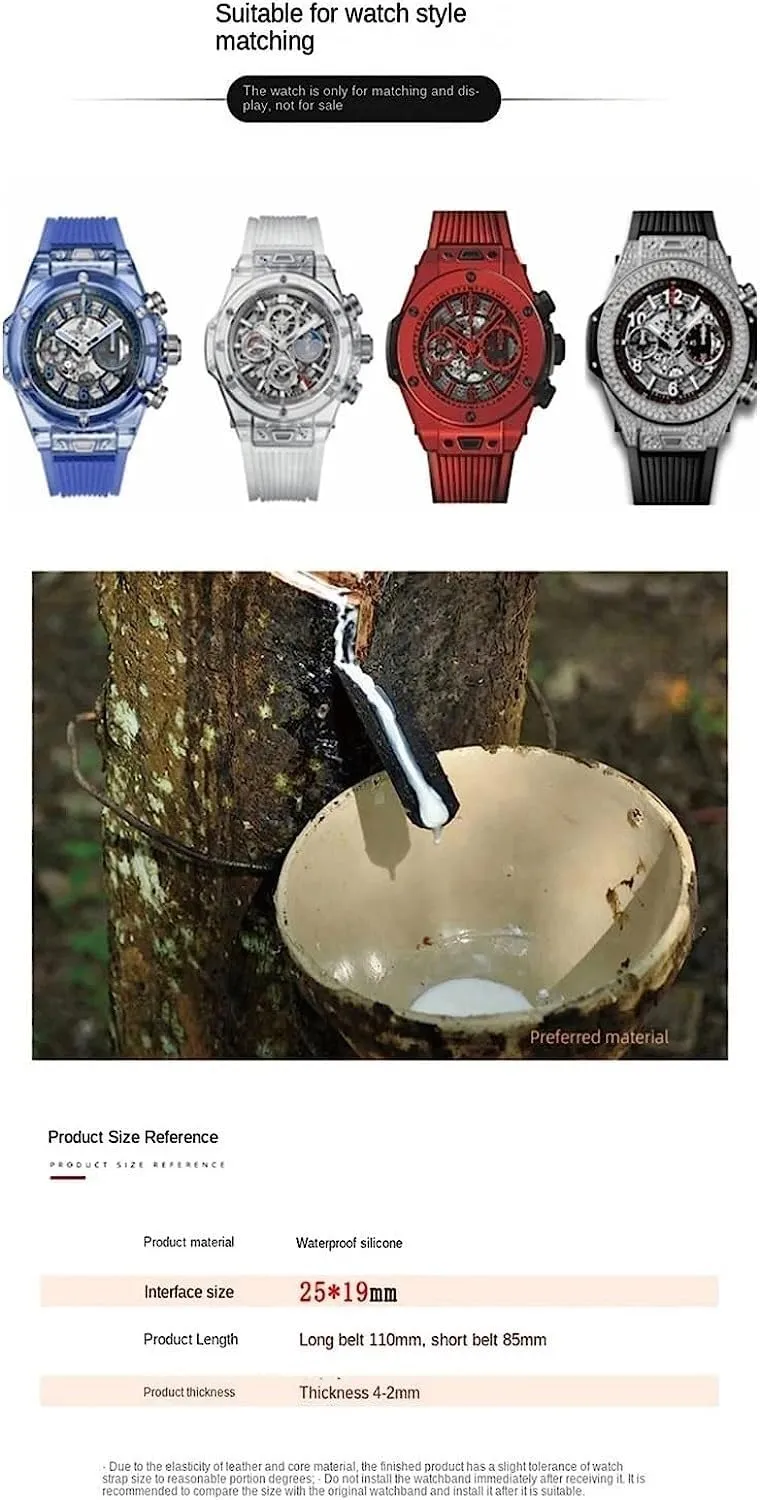 Soft Silicone Strap With Butterfly Buckle For Hublot BIG BANG Watch band replacement Accessories 26 * 19mm