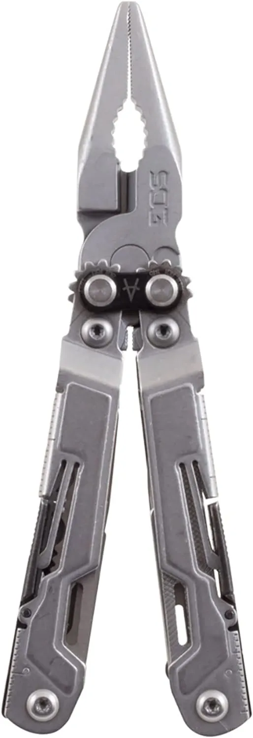 SOG PowerPint Mini Compact Stainless Steel Multi-Tool |18 Lightweight Specialty Tools & SOG Multitool Pliers Pocket Knife, Stone Wash