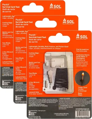S.O.L. - PackIt Survival Card Tool - 3 Pack