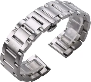 Solid 316L Stainless Steel Watch Strap Silver 18mm 20mm 21mm 22mm 23mm 24mm Metal Watch Strap Bracelet Wrist Watch Bracelet