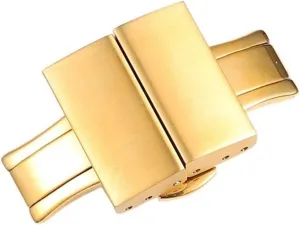 Solid Double Push Button Fold Stainless Steel Watch Buckle Butterfly Deployment Clasp Watch Strap 18mm 20mm 22mm Watch Buckle (Color : Gold, Size : 18mm)