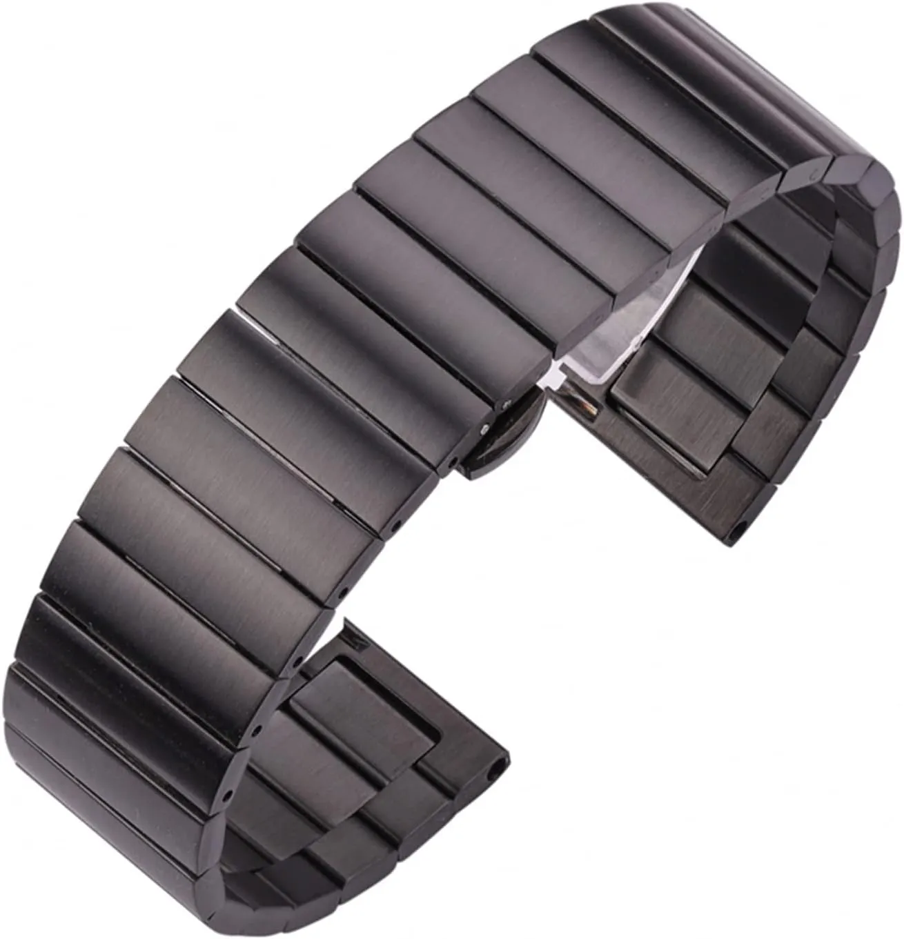 Solid Stainless Steel Watch Band Bracelet 16mm 18mm 20mm 22mm Silver Black Brushed Metal Watchbands Strap