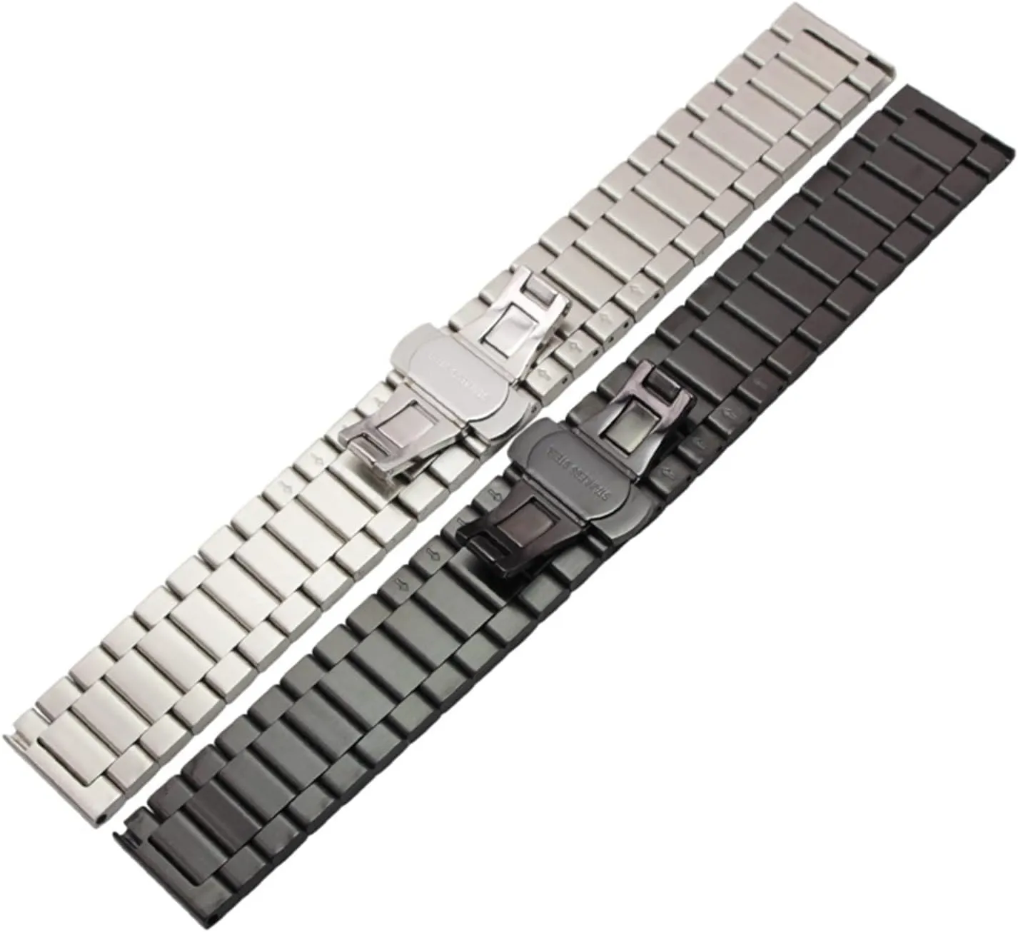 Solid Stainless Steel Watch Band Bracelet 16mm 18mm 20mm 22mm Silver Black Brushed Metal Watchbands Strap