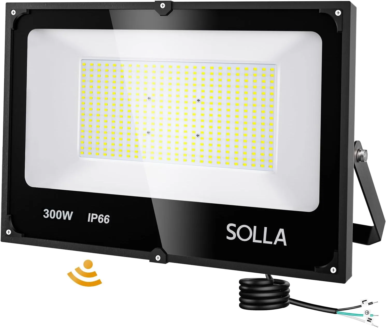 SOLLA 2024 New Upgraded 300W LED Stadium Flood Light with Dusk to Dawn Photocell, Extreme Bright 6000K 30000LM 110-265V, IP66 Waterproof, Perfect Arena Light for Garden, Rooftop, Backyards, Streets
