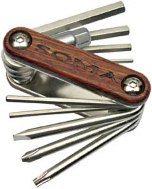 Soma Fabrications Woodie 10-Function Multi-Tool, Wood/Chrome - 82006