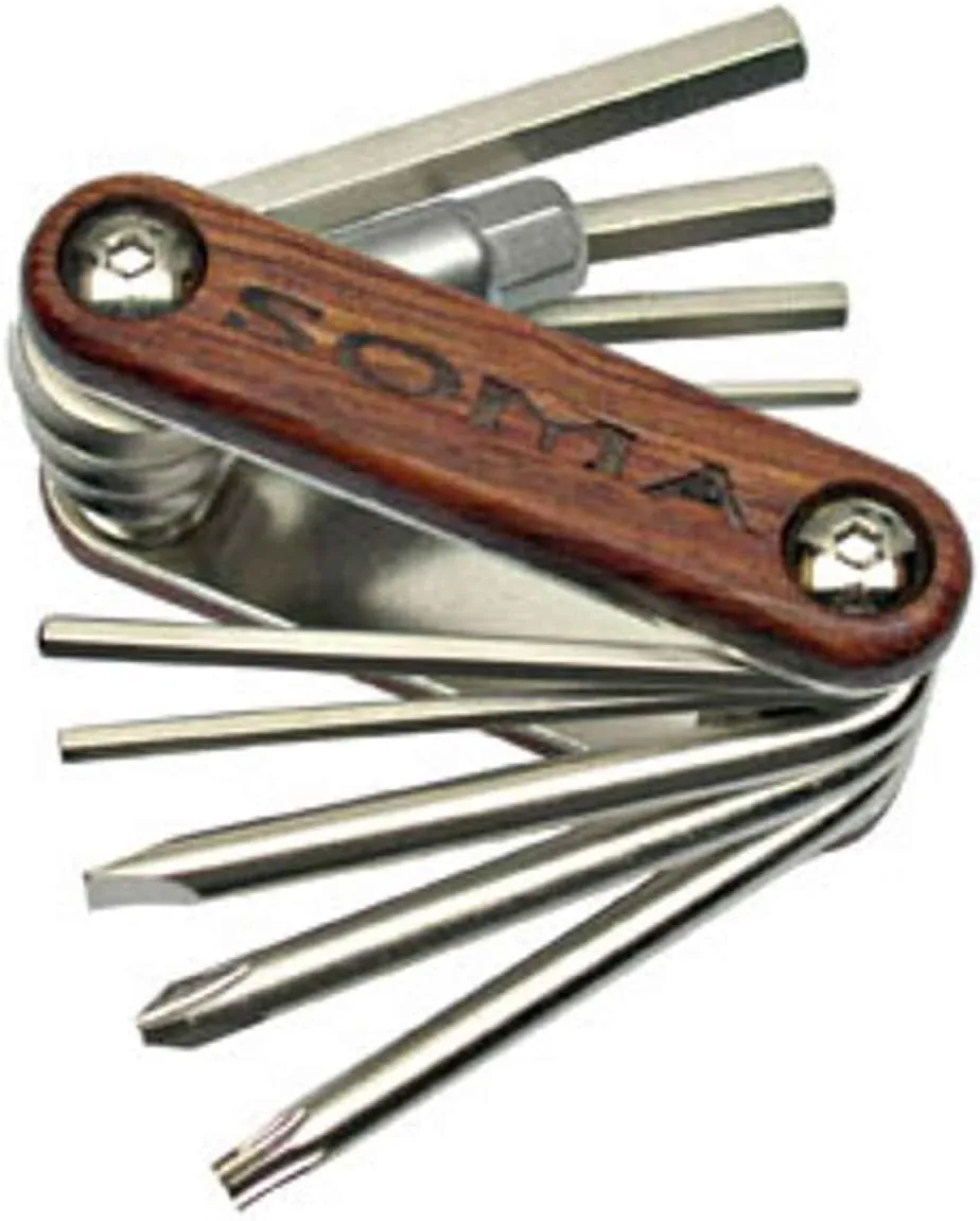 Soma Fabrications Woodie 10-Function Multi-Tool, Wood/Chrome - 82006