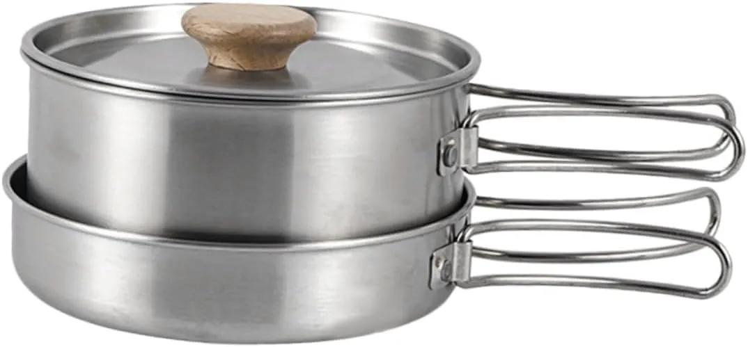 Sosoport 1set Multi-Function Camping Pan Folding Handle Versatile Cookware for Outdoor Cooking Picnics and Hiking and Wear-Resistant Cooking Pot
