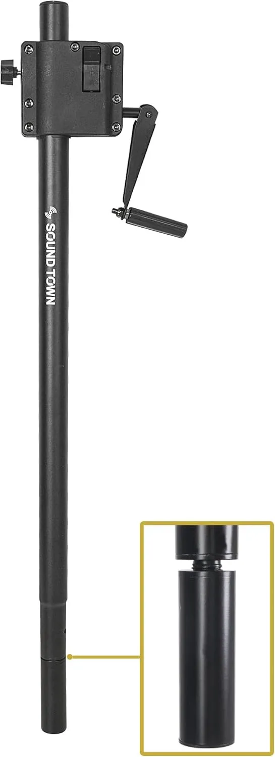 Sound Town 2-Pack Crank-Up Adjustable Height Speaker Subwoofer Poles (34"-57") with 35mm & M20 Mount Adapters, Carry Bag, 100 LB Load Capacity, Black (STSDA-56CU-PAIR)