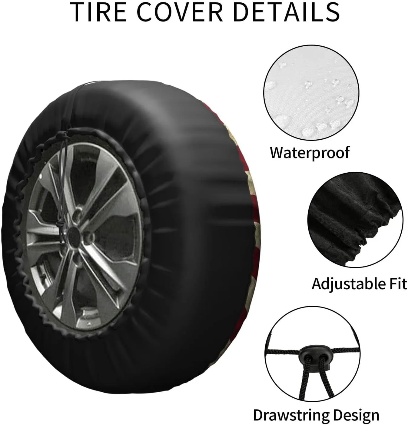 Spare Tire Cover Bald Eagle American Flag Tire Covers Protector Wheel Tire Covers Weather-Proof for Trailer RV SUV Truck Camper Travel Trailer Accessories Polyester (Bald Eagle, 17inch)
