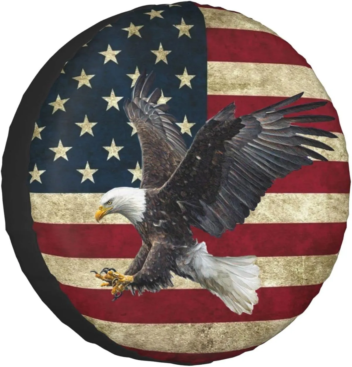 Spare Tire Cover Bald Eagle American Flag Tire Covers Protector Wheel Tire Covers Weather-Proof for Trailer RV SUV Truck Camper Travel Trailer Accessories Polyester (Bald Eagle, 17inch)