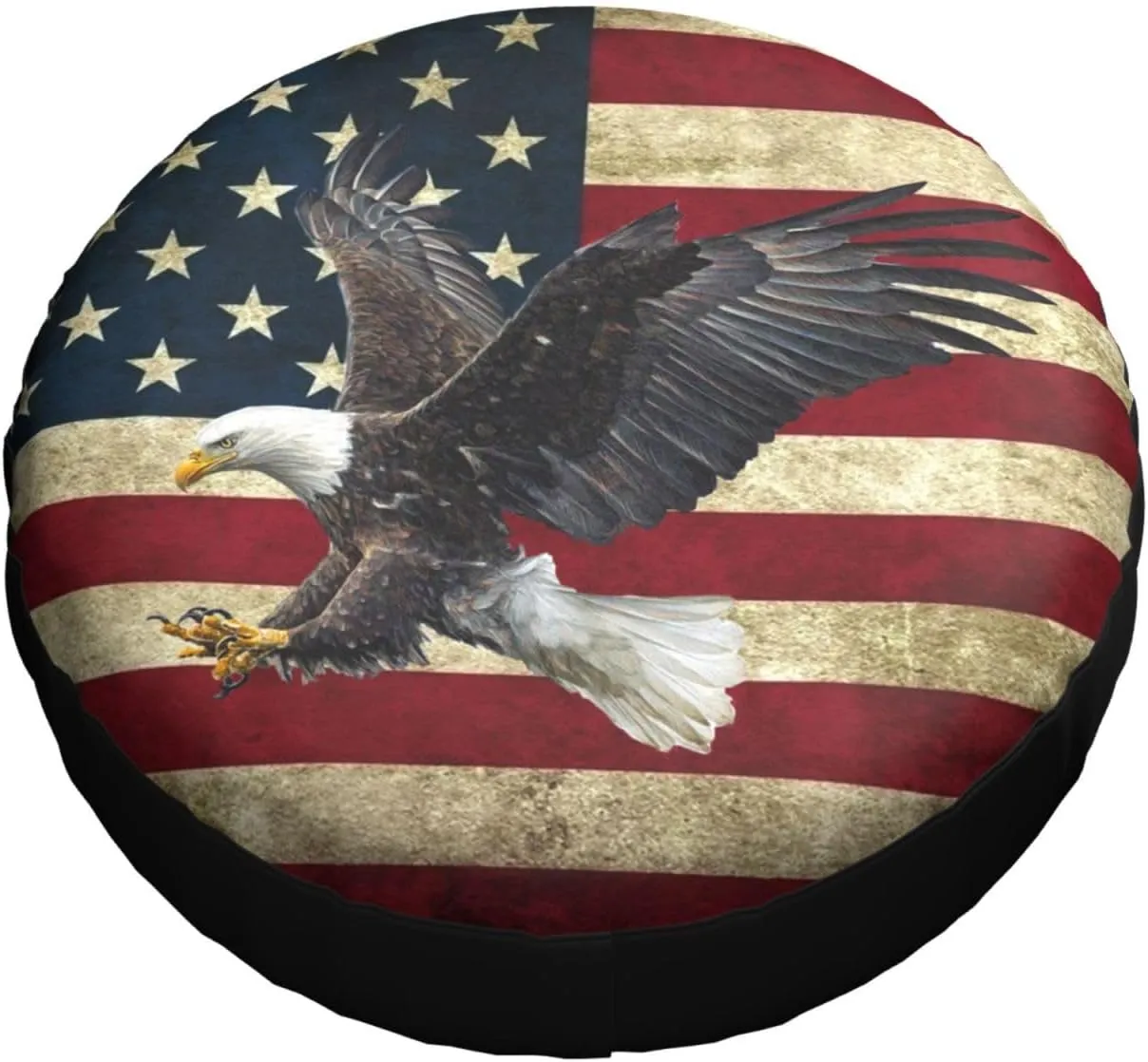 Spare Tire Cover Bald Eagle American Flag Tire Covers Protector Wheel Tire Covers Weather-Proof for Trailer RV SUV Truck Camper Travel Trailer Accessories Polyester (Bald Eagle, 17inch)