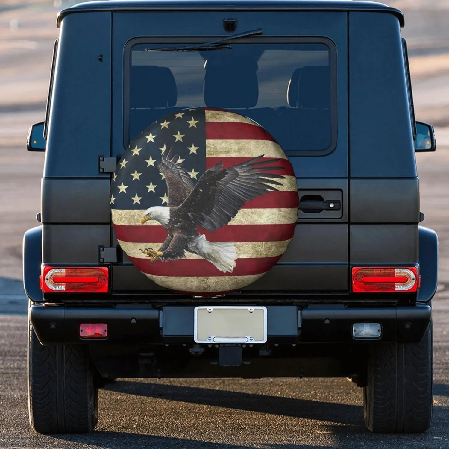 Spare Tire Cover Bald Eagle American Flag Tire Covers Protector Wheel Tire Covers Weather-Proof for Trailer RV SUV Truck Camper Travel Trailer Accessories Polyester (Bald Eagle, 17inch)
