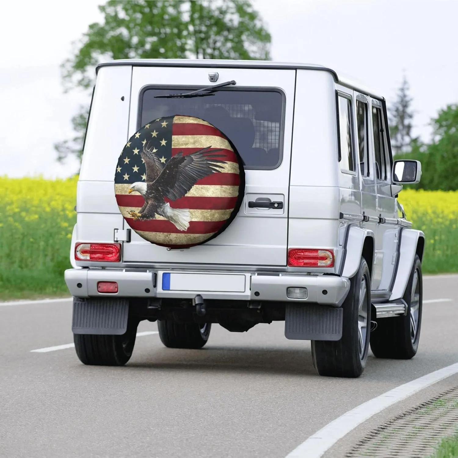 Spare Tire Cover Bald Eagle American Flag Tire Covers Protector Wheel Tire Covers Weather-Proof for Trailer RV SUV Truck Camper Travel Trailer Accessories Polyester (Bald Eagle, 17inch)