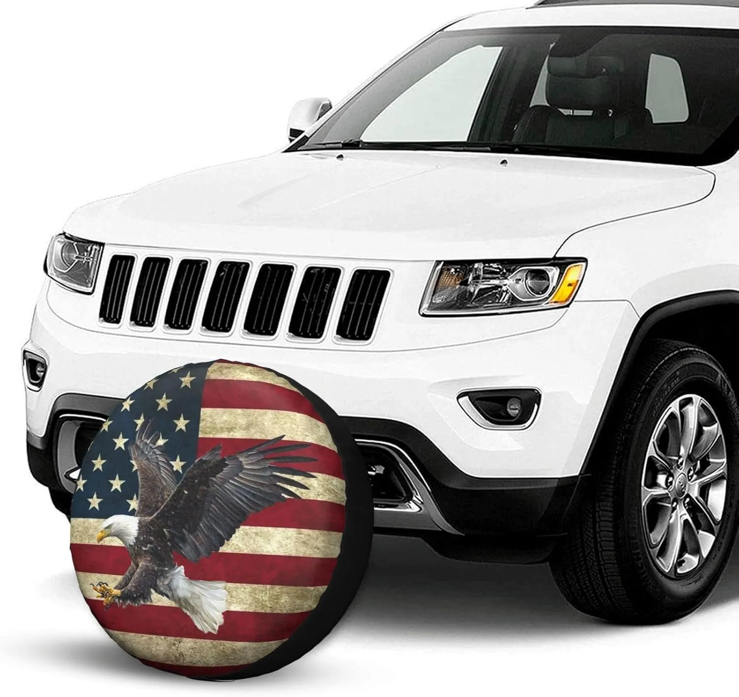 Spare Tire Cover Bald Eagle American Flag Tire Covers Protector Wheel Tire Covers Weather-Proof for Trailer RV SUV Truck Camper Travel Trailer Accessories Polyester (Bald Eagle, 17inch)