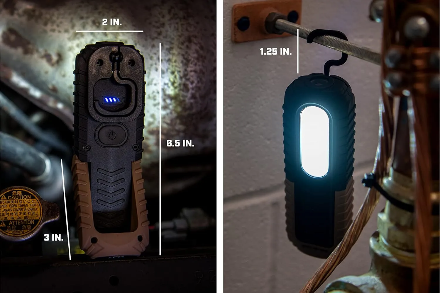 Spec Ops Tools 2-in-1 Rechargeable LED Work Light   Flashlight, 150-400 Lumens, Waterproof, Magnetic Base with Hook, 3 Light Modes, 3percent Donated to Veterans, SPEC-FLASHT