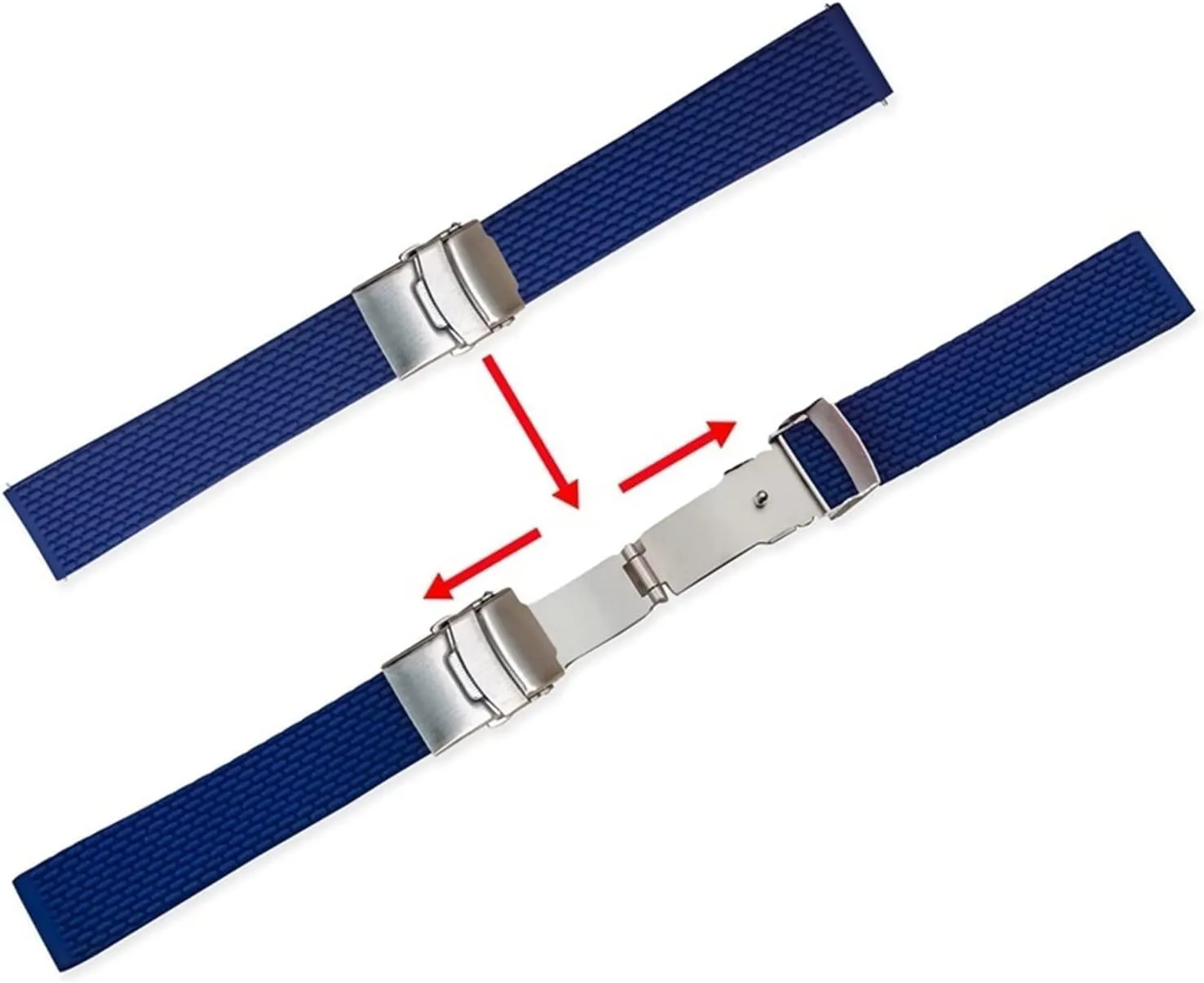 Sport Rubber Diver Watchband Watch Strap with Deployment Buckle Clasp Replacement Band