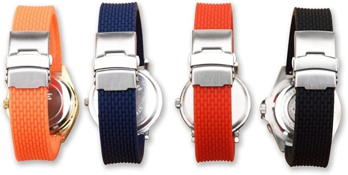 Sport Rubber Diver Watchband Watch Strap with Deployment Buckle Clasp Replacement Band