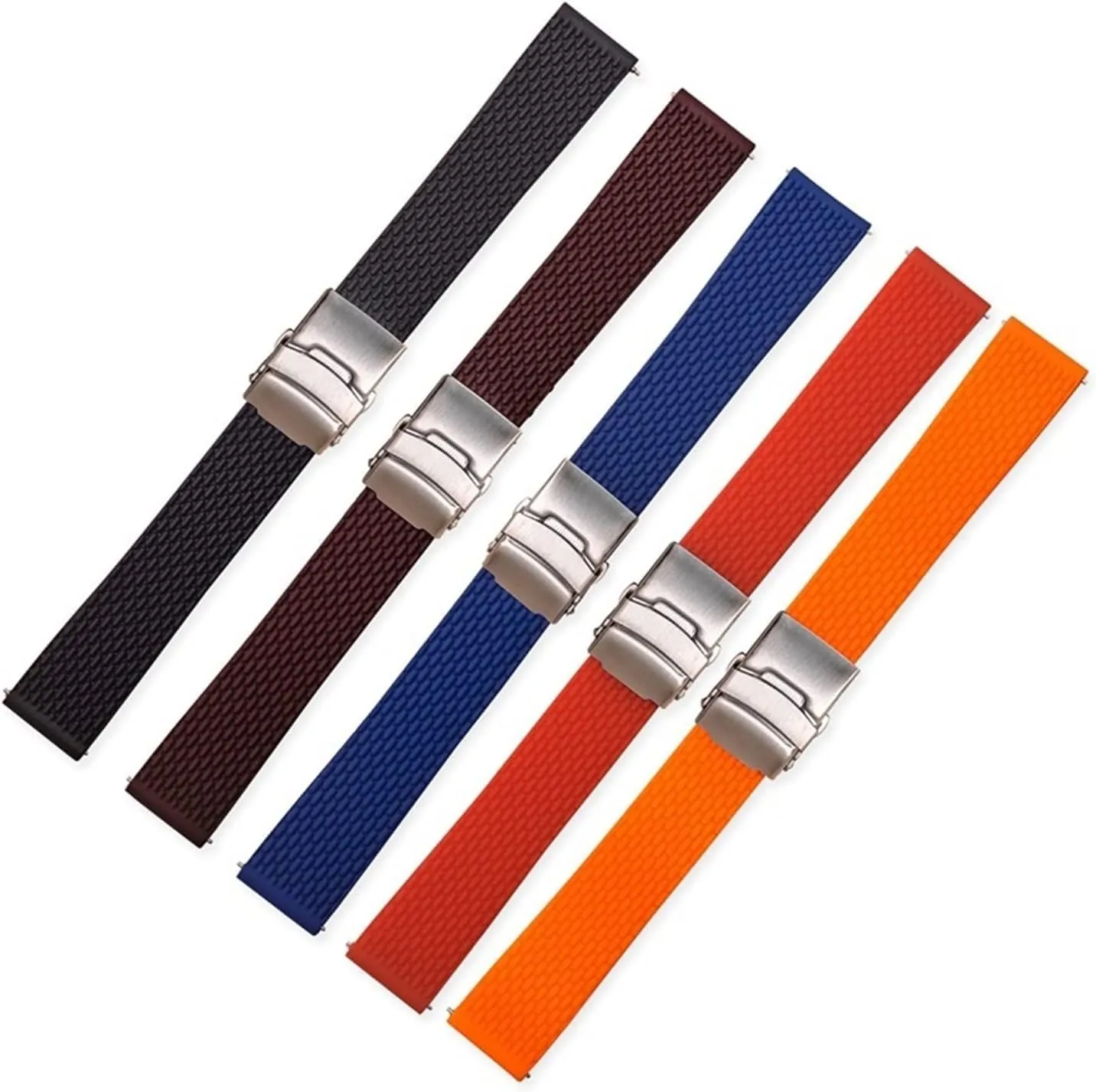 Sport Rubber Diver Watchband Watch Strap with Deployment Buckle Clasp Replacement Band