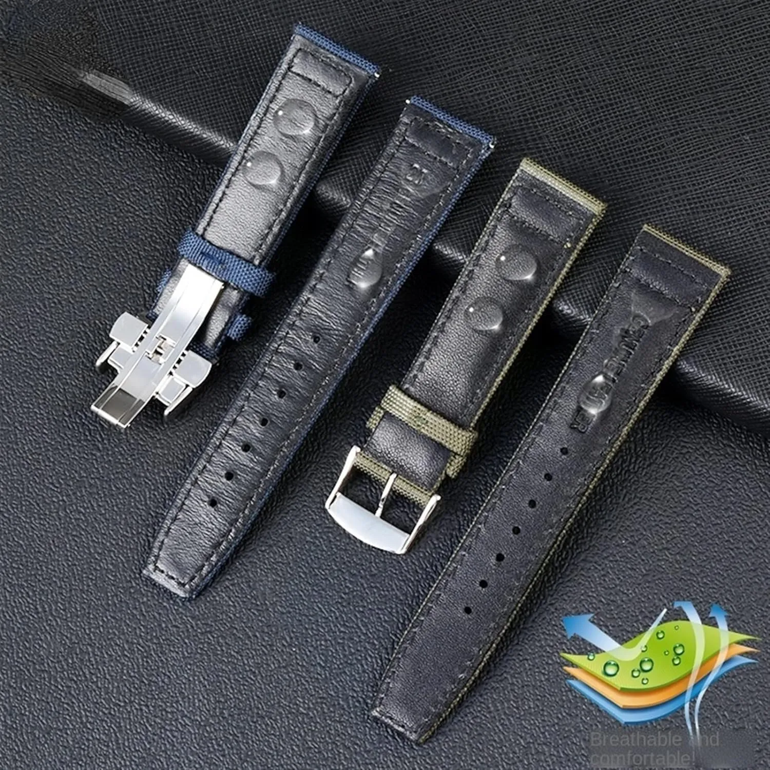 Sports Canvas Watchband For Longines Pioneer Series L3.810/L3.820 Watch Nylon Strap For Men Leather Bottom Accessories
