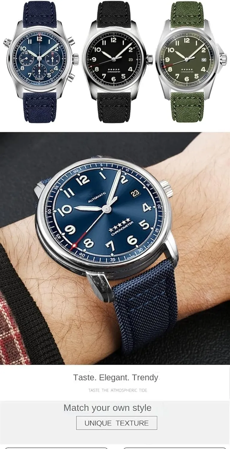 Sports Canvas Watchband For Longines Pioneer Series L3.810/L3.820 Watch Nylon Strap For Men Leather Bottom Accessories