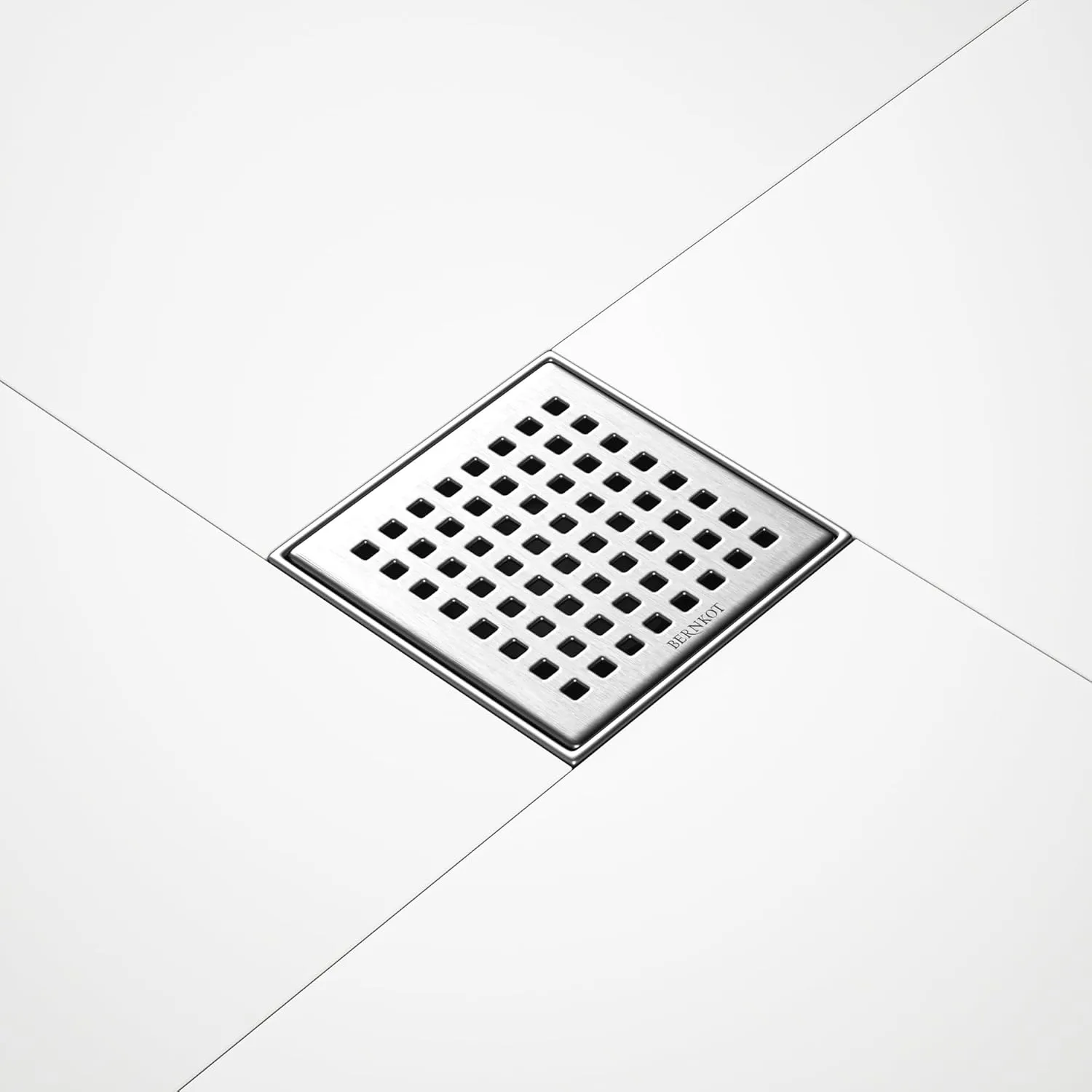 Square Shower Drain 4", 304 Stainless Steel Floor Drain with Grid Drain Cover & Hair Strainer, Retrofit Shower Drain w/CUPC Certified, Brushed