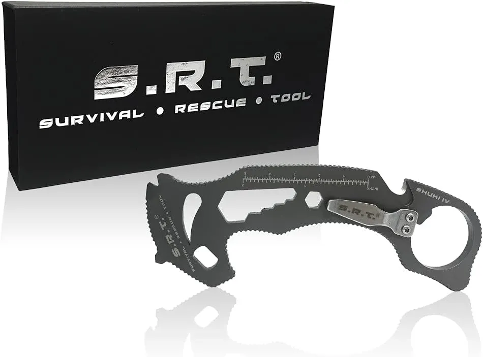 S.R.T. Survival Rescue Tool - 14 Function Premium Rescue Automobile Multitool for Everyday Carry Personal Protection Applications with Seat Belt Cutter and Window Breaker - TSA Compliant