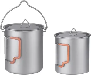 Stackable Mugs Camping Cups Titanium Travel Cups Foldable Handle Portable Outdoor Camping and Travel Cups