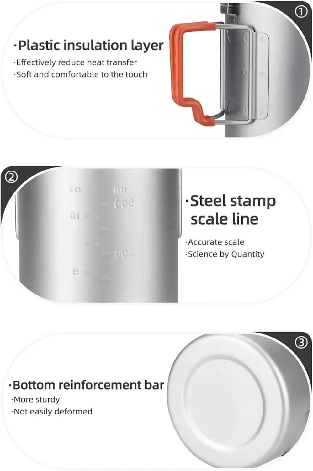 Stackable Mugs Camping Cups Titanium Travel Cups Foldable Handle Portable Outdoor Camping and Travel Cups