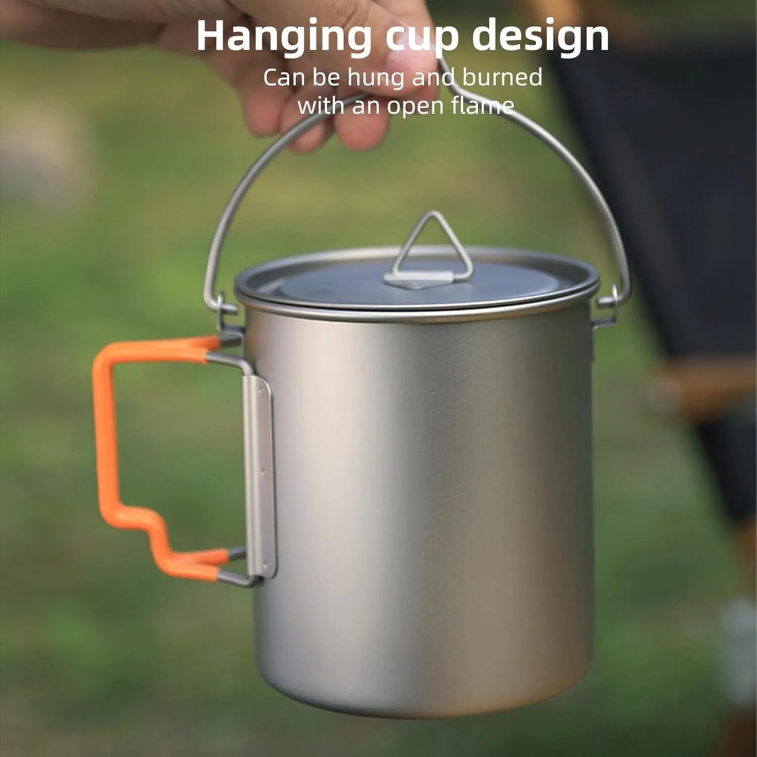 Stackable Mugs Camping Cups Titanium Travel Cups Foldable Handle Portable Outdoor Camping and Travel Cups