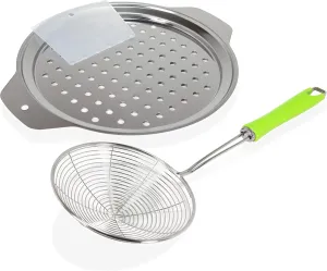 Stainless Steel Crafted German Spaetzle Swiss Knoepfle Dumpling Egg Noodle Maker Lid Complete with Wire Food Skimmer and Scraper