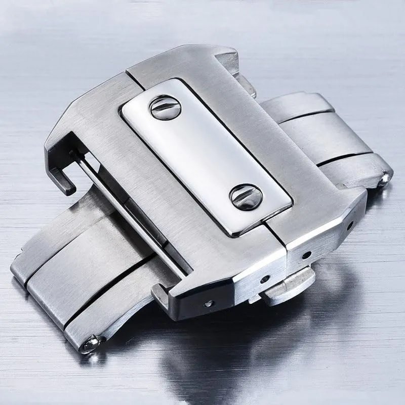 Stainless Steel Double-Press Butterfly Watch Buckle for Cartier Santos Folding Buckles(21mm)