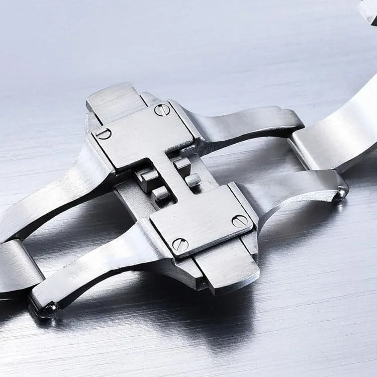 Stainless Steel Double-Press Butterfly Watch Buckle for Cartier Santos Folding Buckles(21mm)