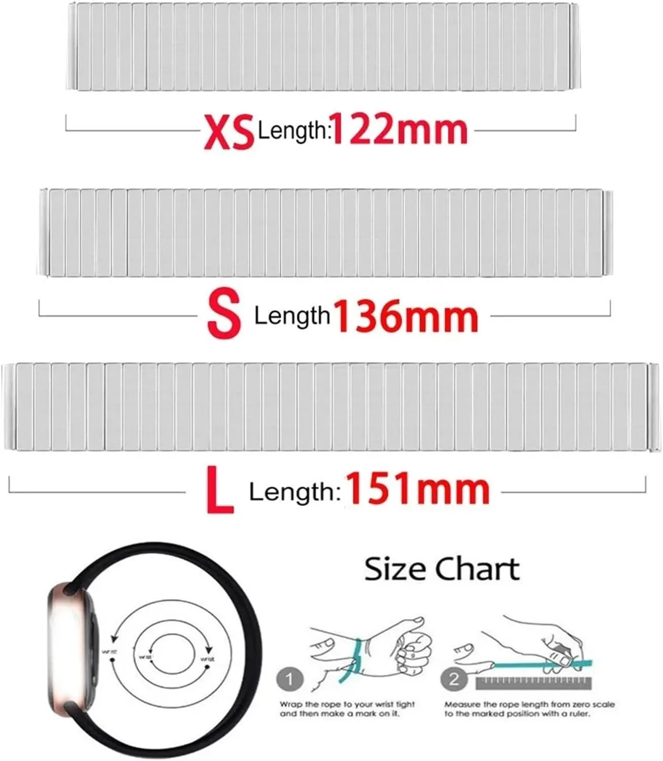 Stainless Steel Elastic Stretch Strap 14mm 16mm 18mm 20mm 22mm for Smart Watch Band Men Women Metal Expansion Strap Accessories