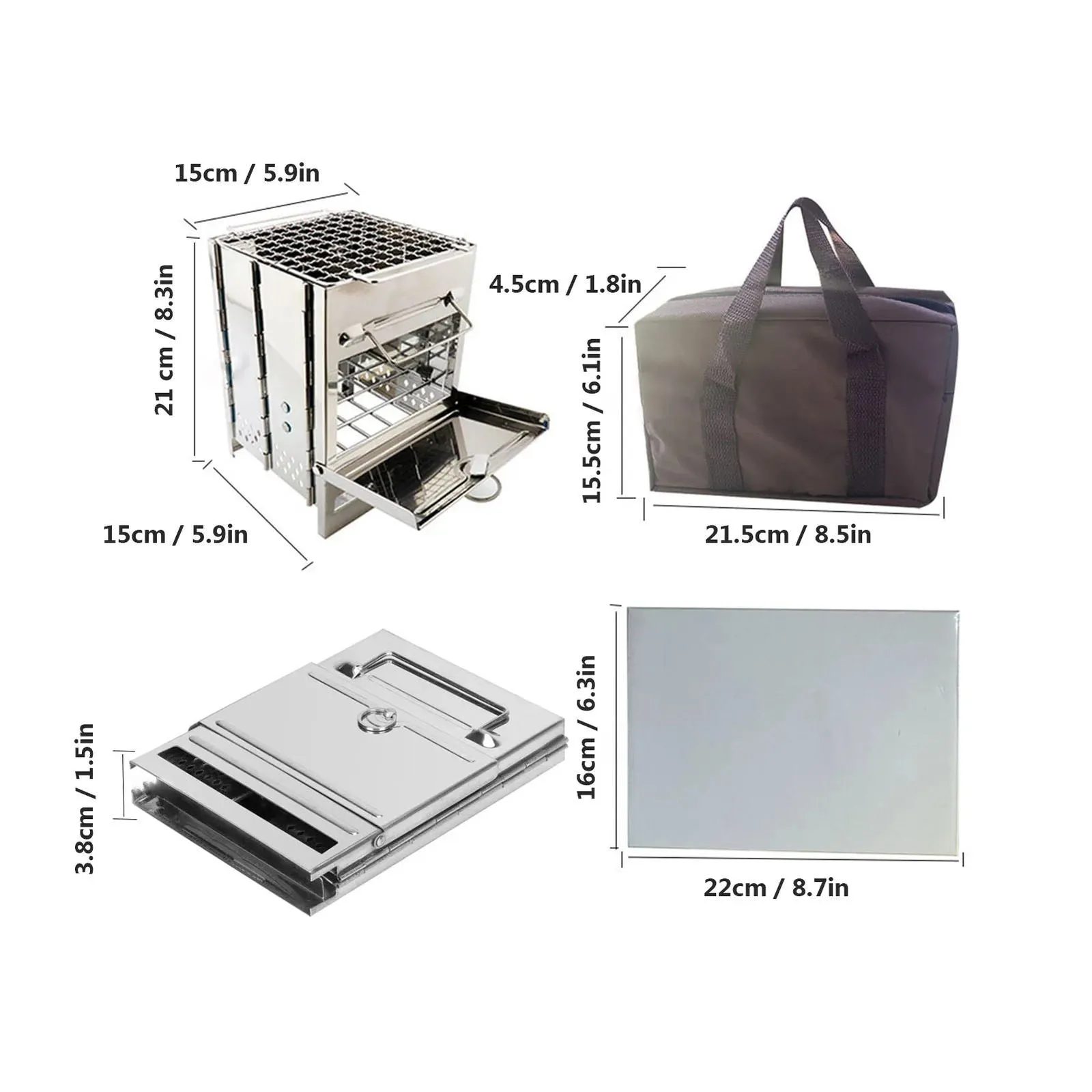 Stainless Steel Foldable Mini Grill - Charcoal or Wood