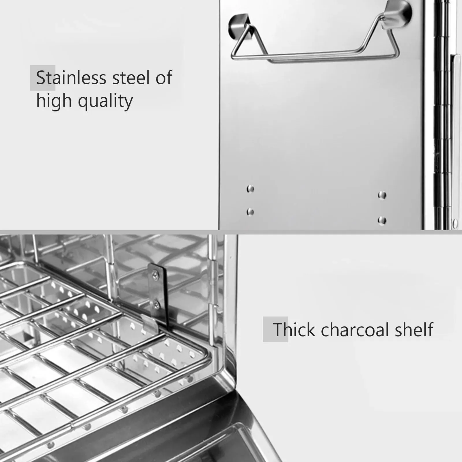 Stainless Steel Foldable Mini Grill - Charcoal or Wood