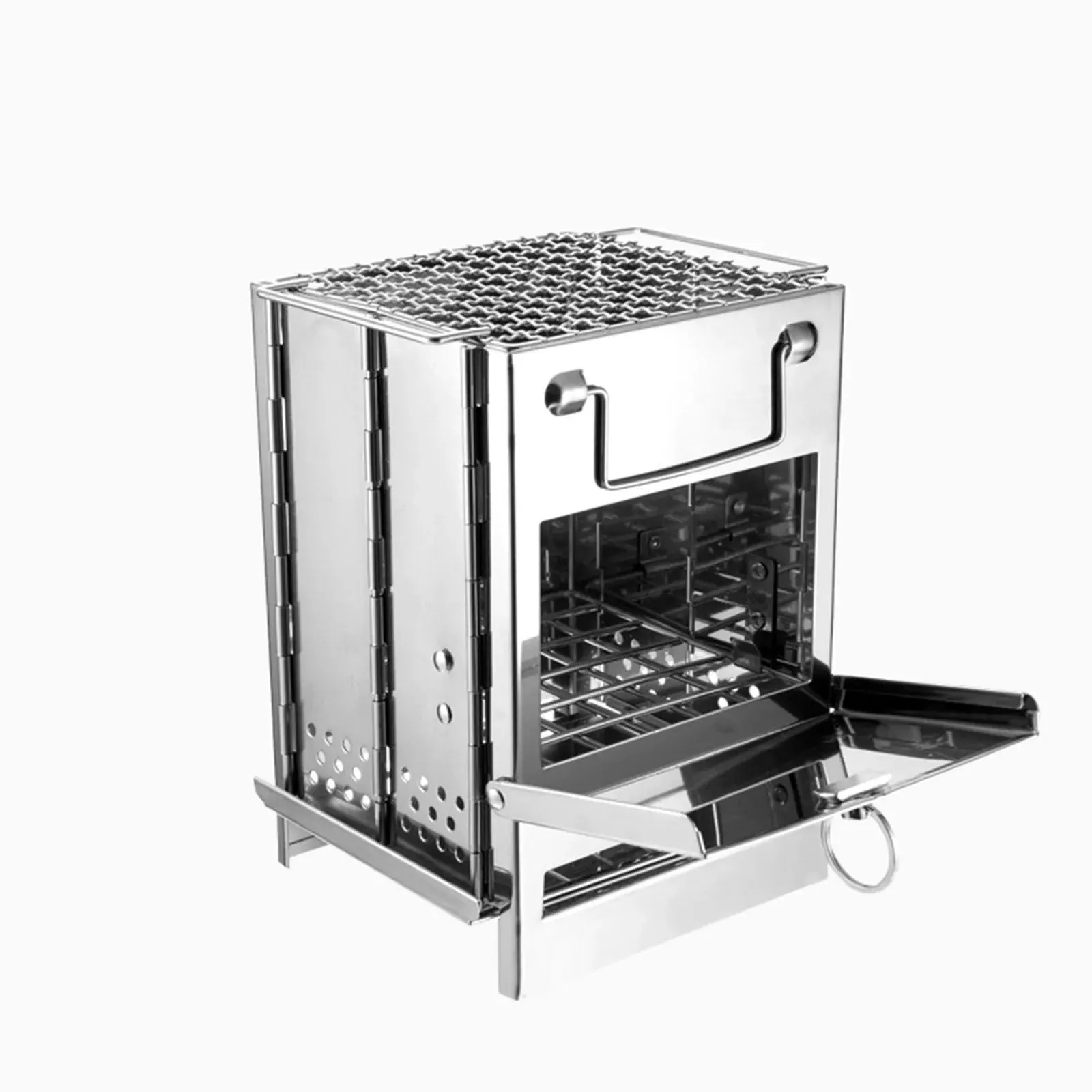 Stainless Steel Foldable Mini Grill - Charcoal or Wood