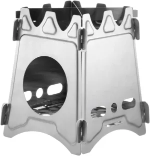 Stainless Steel Foldable Stove for Outdoor Cooking, Wood-Powered Portable Burner