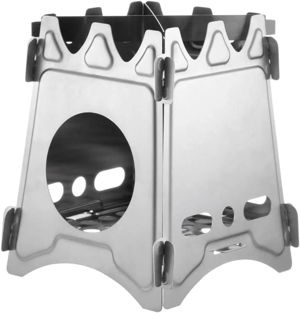 Stainless Steel Foldable Stove for Outdoor Cooking, Wood-Powered Portable Burner