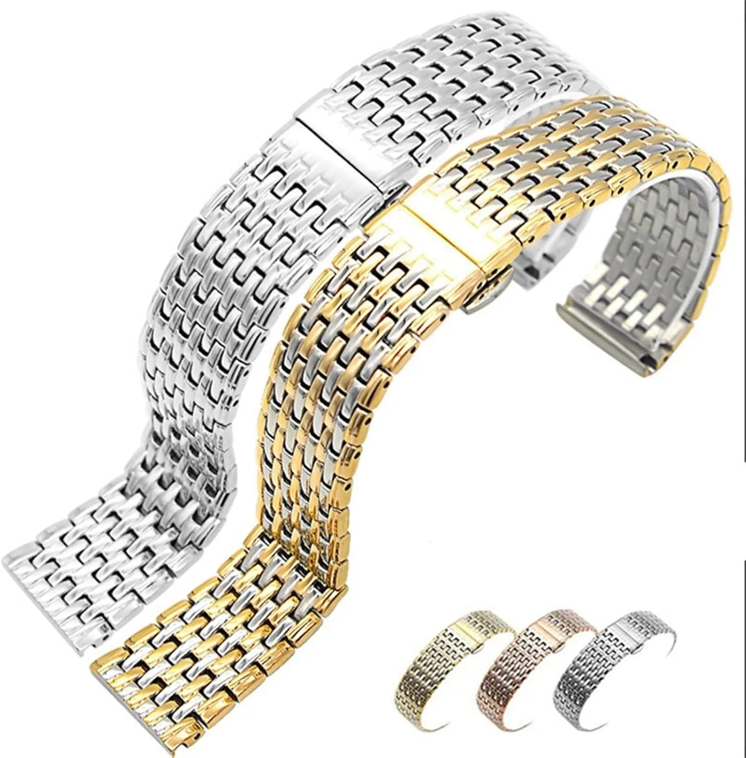 Stainless Steel Replacement Watch Strap 18mm 20mm 22mm Watch Strap Universal Watch Strap for Men Women Solid Folding Buckle Wristband