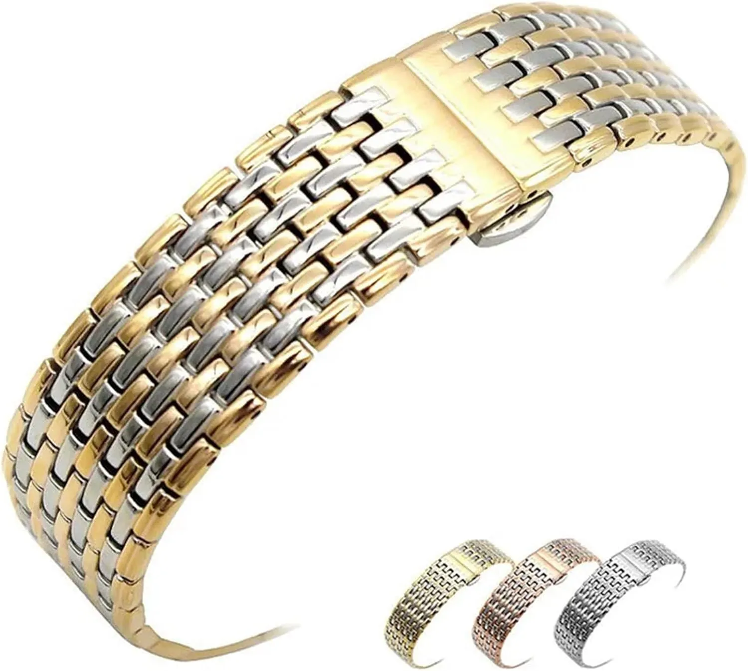 Stainless Steel Replacement Watch Strap 18mm 20mm 22mm Watch Strap Universal Watch Strap for Men Women Solid Folding Buckle Wristband