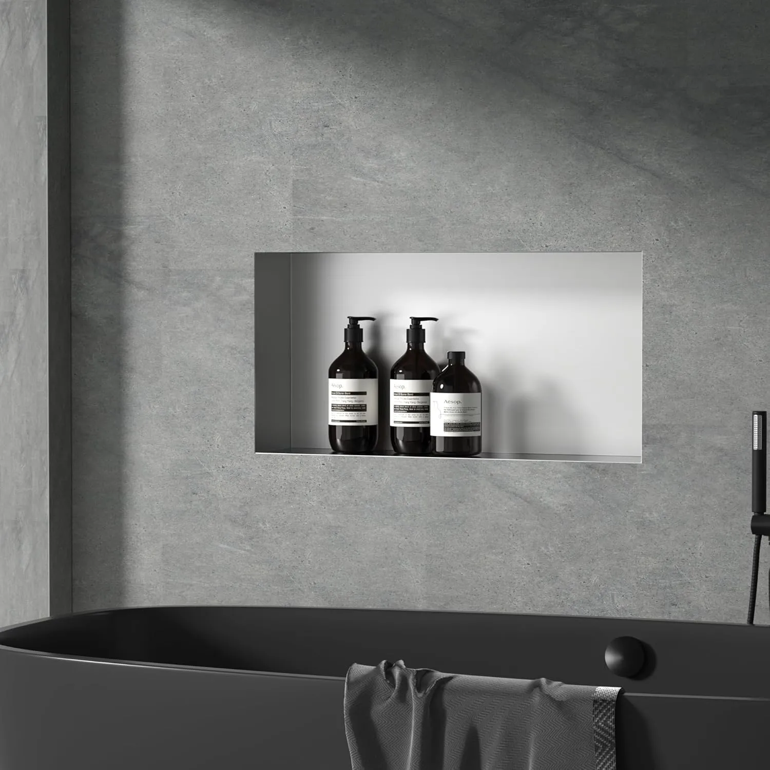 Stainless Steel Shower Niche 24" X 12" Brushed No Tile Needed Recessed Wall for Bathroom Storage Soap Shampoo Rectangle