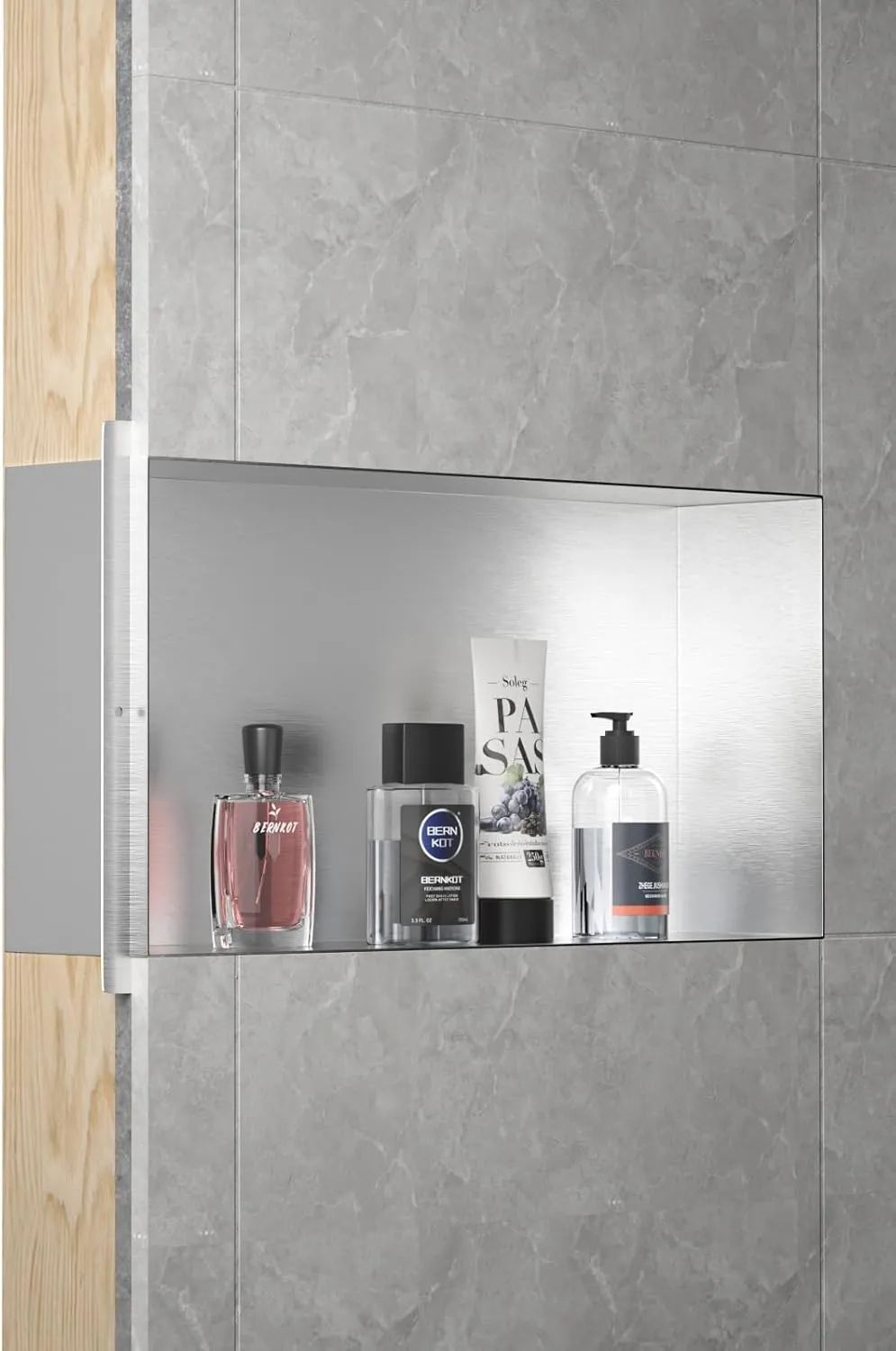 Stainless Steel Shower Niche 24" X 12" Brushed No Tile Needed Recessed Wall for Bathroom Storage Soap Shampoo Rectangle