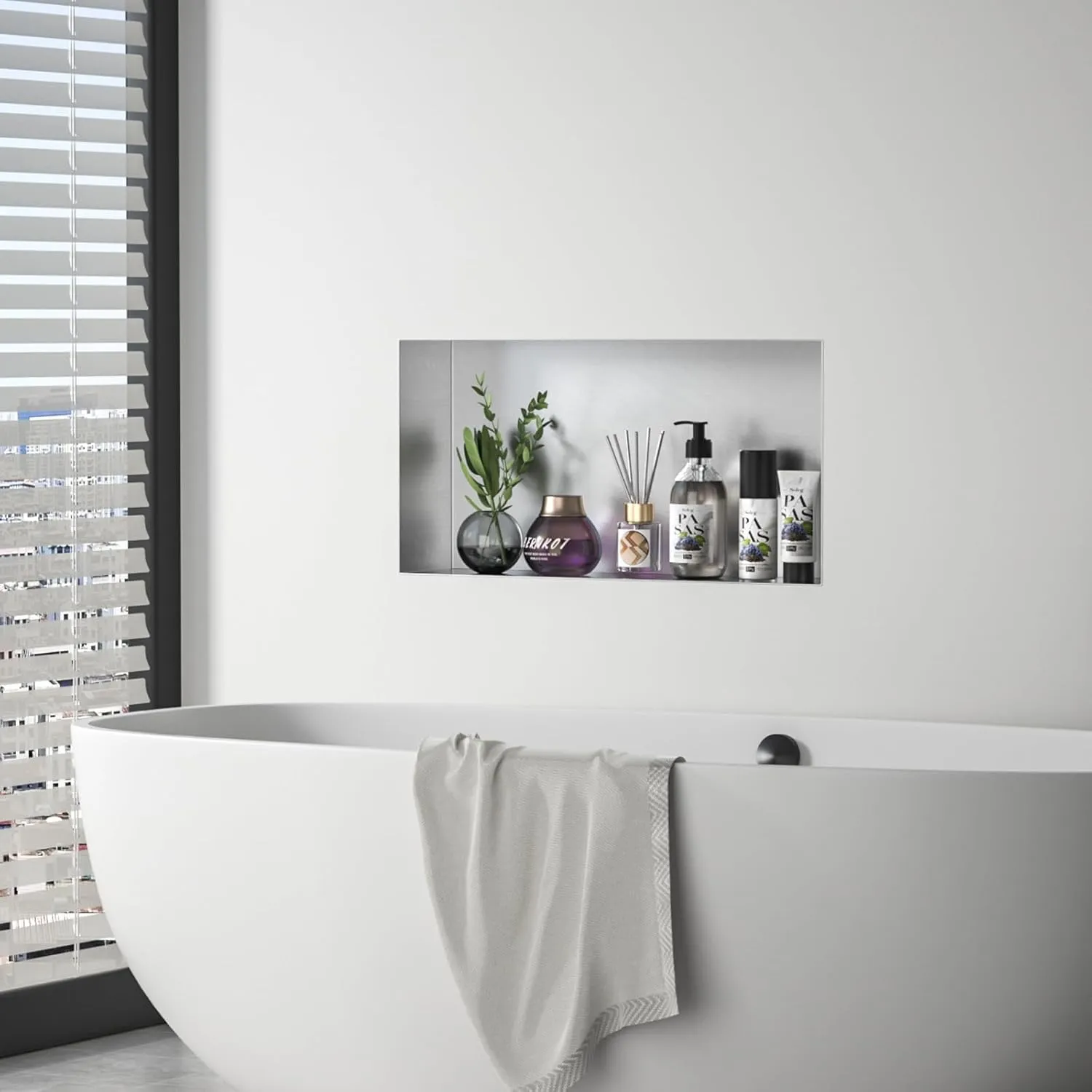 Stainless Steel Shower Niche 24" X 12" Brushed No Tile Needed Recessed Wall for Bathroom Storage Soap Shampoo Rectangle