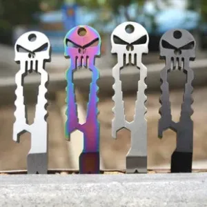 Stainless Steel Skull Crowbar Keychain – Everyday Carry Multi-Tool with Bottle Opener
