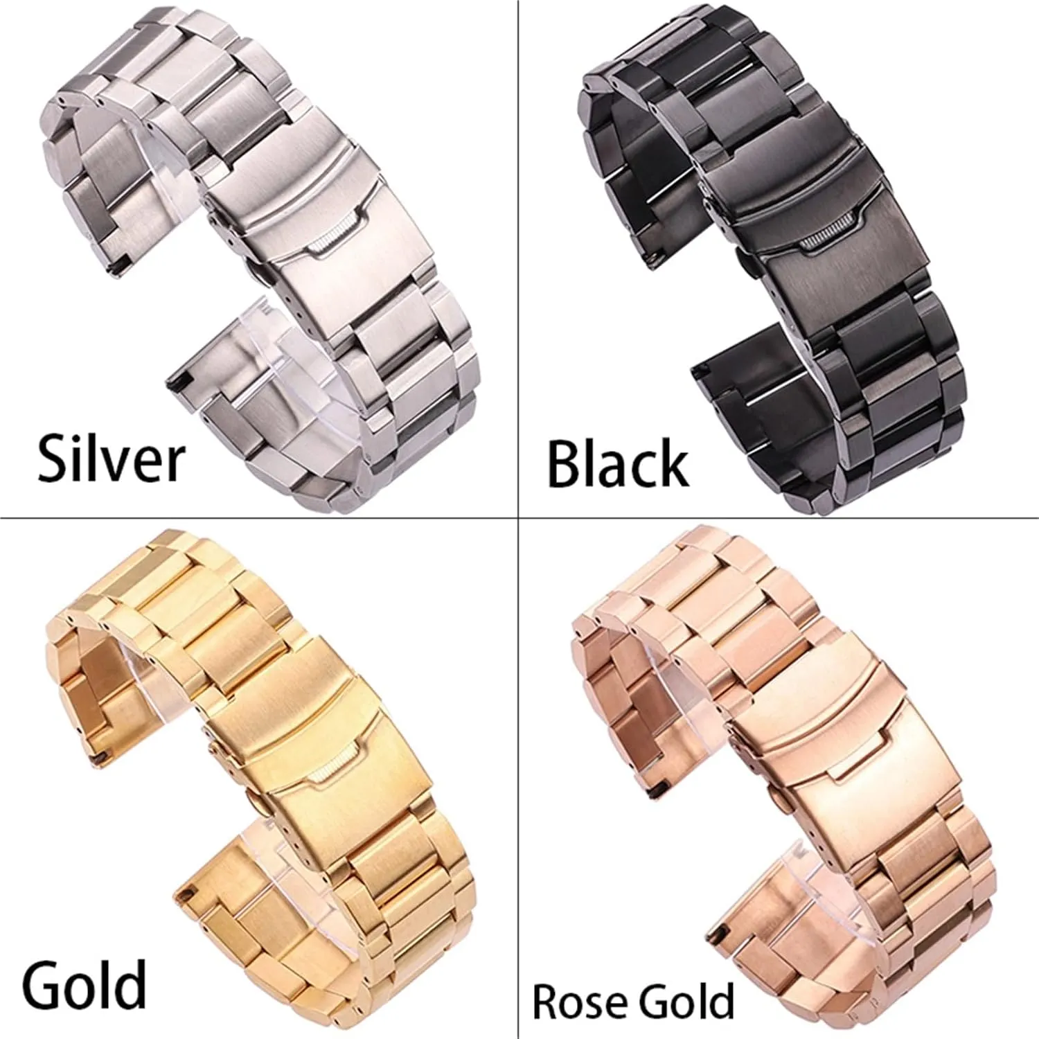 Stainless Steel Strap Metal Replacement Watchbands 18mm 20mm 22mm 24mm Unisex Quick Change Bracelet