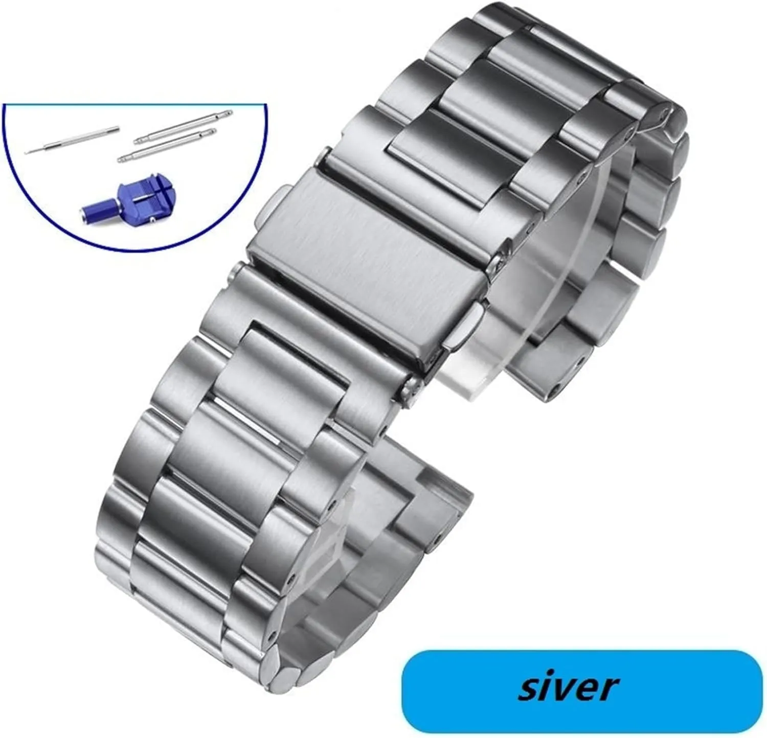 Stainless Steel Watch Band 20mm Unisex Replacement Wristband