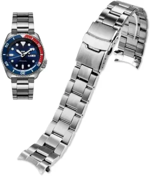 Stainless Steel Watch Band Curved Ends Tapered 18mm 19mm 20mm 21mm 22mm 24mmFlexible Metal Watch Strap Smartwatch Bracelet Deployment Double FlipLock Buckle Silver Black